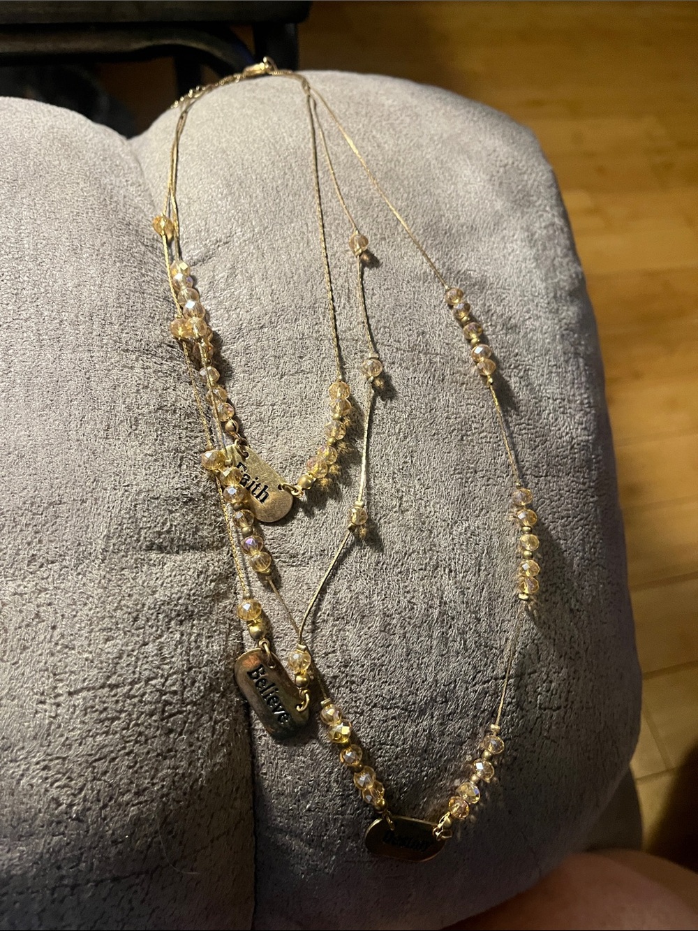 Lia Sophia Gold-Tone Layered Necklace with Beads and Inspirational Charms 1983
